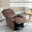 POLTRONA RELAX RECLINABILE MANUALMENTE IN TESSUTO CON IMBOTTITURA MARRONE