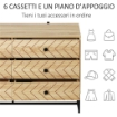 CASSETTIERA DI DESIGN IN STILE INDUSTRIAL LEGNO NATURAL 120X39,5 X 71 CM 