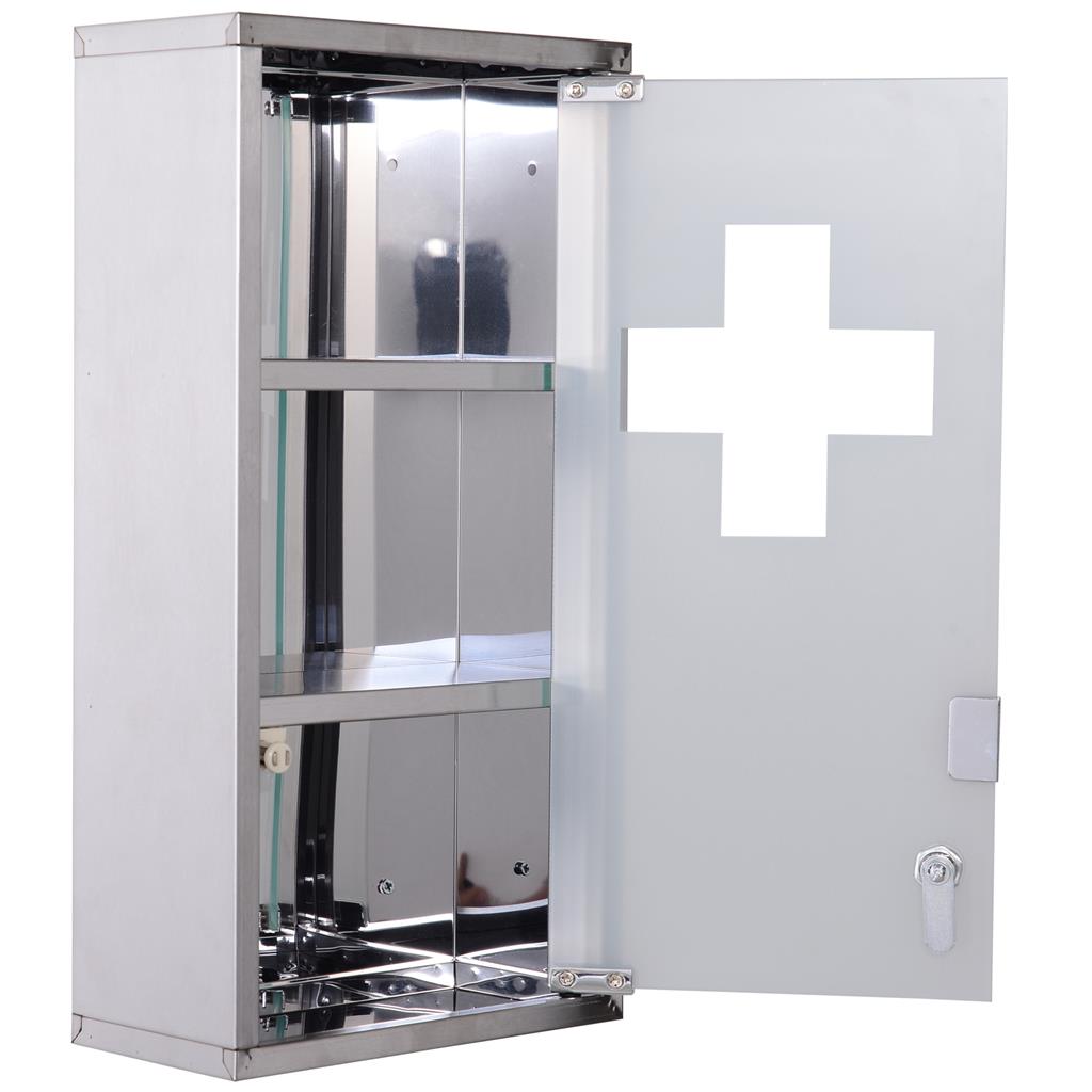 Relaxdays Armadietto Pronto Soccorso Per Medicinali, Cassetta Con Chiusura Di Sicurezza, 36 X 31 5 X 10 Cm Bianco Verde 90743802