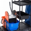 CARRELLO PULIZIE PROFESSIONALE MULTIUSO CON 2 SECCHI CAPACITÀ 18L E RUOTE BLU