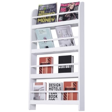 LIBRERIA SCAFFALE DA PARETE 4 MENSOLE 59 X 12 X 113 CM IN LEGNO BIANCO