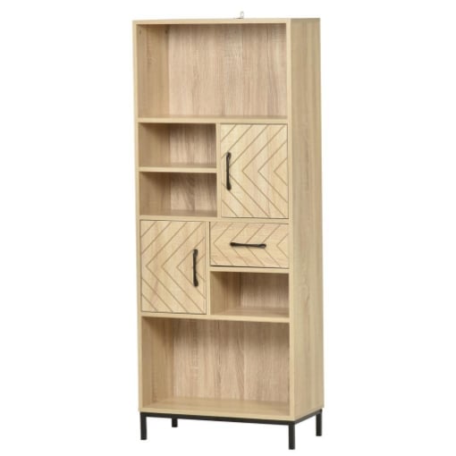 LIBRERIA DA PARETE CON ANTE E CASSETTI IN LEGNO 60 X 30 X 150 CM