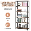 LIBRERIA IN STILE INDUSTRIALE VINTAGE CON 6 MENSOLE IN LEGNO E METALLO NERO