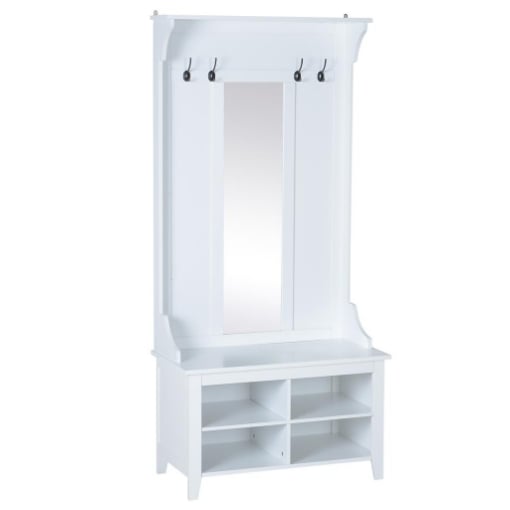 Mobile ingresso 100 cm bianco con specchio e appendiabiti - Zanga