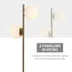 LAMPADA DA TERRA CON 2 PARALUMI A SFERA 35X35X165 CM ORO E BIANCO