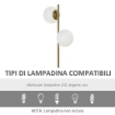 LAMPADA DA TERRA CON 2 PARALUMI A SFERA 35X35X165 CM ORO E BIANCO