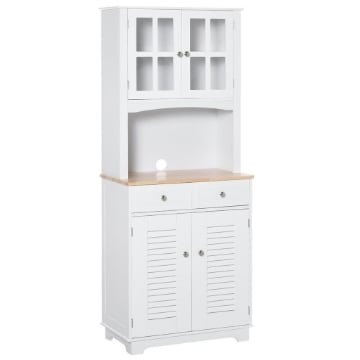 CREDENZA ALTA PER CUCINA MOBILE BUFFET IN LEGNO BIANCO