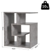 MOBILETTO LIBRERIA A 3 LIVELLI IN LEGNO GRIGIO EFFETTO CEMENTO 45 X 40 X 55 CM