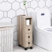 ARMADIETTO DA BAGNO A COLONNA DESIGN COMPATTO 4 RUOTE COLOR ROVERE