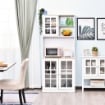 CREDENZA MODERNA CON 2 VETRINETTE 80 X 37 X 183 CM IN LEGNO MDF BIANCO