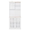 CREDENZA MODERNA CON 2 VETRINETTE 80 X 37 X 183 CM IN LEGNO MDF BIANCO