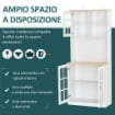 CREDENZA MODERNA CON 2 VETRINETTE 80 X 37 X 183 CM IN LEGNO MDF BIANCO