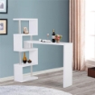 TAVOLO BANCONE CON MENSOLE LIBRERIA BIANCO LEGNO 175 X 30 X 164.5CM