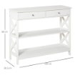 TAVOLO CONSOLLE CON 2 CASSETTI E 2 MENSOLE IN MDF 100 X 30.5 X 80 CM BIANCO