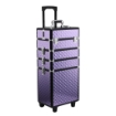 TROLLEY PER MAKE UP PROFESSIONALE IN ALLUMINIO VIOLA CON VALIGETTA REMOVIBILE