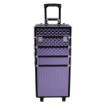 TROLLEY PER MAKE UP PROFESSIONALE IN ALLUMINIO VIOLA CON VALIGETTA REMOVIBILE