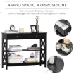 TAVOLO CONSOLLE CON 2 CASSETTI E 2 MENSOLE IN MDF 100 X 30.5 X 80 CM NERO