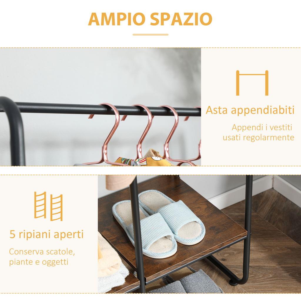 LouMaxx Rusticline Appendiabiti Da Parete In Stile Industriale, Set Con Asta In Tubo Nero E Mensola Effetto Rovere, Ghisa Verniciata, Facile Montaggio