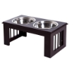 DOPPIA CIOTOLA RIALZATA PER CANI IN ACCIAIO INOX E MDF 58.4X 30.5X 25.4CM