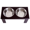 DOPPIA CIOTOLA RIALZATA PER CANI IN ACCIAIO INOX E MDF 58.4X 30.5X 25.4CM