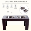 DOPPIA CIOTOLA RIALZATA PER CANI IN ACCIAIO INOX E MDF 58.4X 30.5X 25.4CM