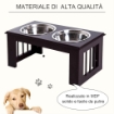 DOPPIA CIOTOLA RIALZATA PER CANI IN ACCIAIO INOX E MDF 58.4X 30.5X 25.4CM