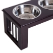 DOPPIA CIOTOLA RIALZATA PER CANI IN ACCIAIO INOX E MDF 58.4X 30.5X 25.4CM