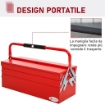 CASSETTA PORTA ATTREZZI IN ACCIAIO PIEGHEVOLE CON 5 VASSOI 51X21X41CM ROSSO