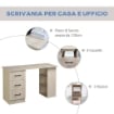 SCRIVANIA PC MODERNA CON 3 CASSETTI E 3 SCAFFALI IN LEGNO 120 X 49 X 72 CM