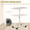 TAVOLINO PORTA PC CON ALTEZZA REGOLABILE E RUOTE 60X40X52.5-84 CM BIANCO