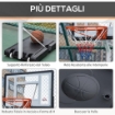 CANESTRO BASKET PER BAMBINI E ADULTI CON TABELLONE IN PVC REGOLABILE 210-260 CM