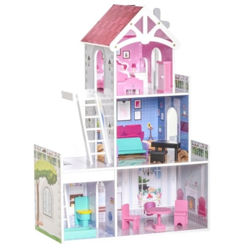 Cucina giocattolo in legno color rosa con lavagnetta - Giochi In Legno