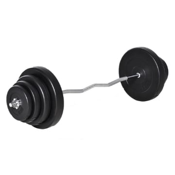 SET BILANCIERE DA 70KG CON 8 DISCHI PESI E BARRA CURVA IN ACCIAIO