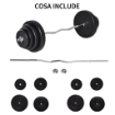 SET BILANCIERE DA 70KG CON 8 DISCHI PESI E BARRA CURVA IN ACCIAIO