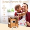 CASETTA PER BAMBINI IN LEGNO DA ESTERNO CON PORTA FINESTRE PANCA PORTAVASI 122X108X135.5CM GIALLA