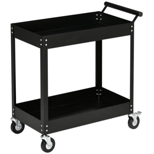 CARRELLO PORTA ATTREZZI A 2 RIPIANI IN ACCIAIO 84.5X38X84CM NERO