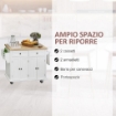 CARRELLO DA CUCINA PORTAVIVANDE CON CASSETTI E PORTASPEZIE IN LEGNO BIANCO