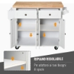 CARRELLO DA CUCINA PORTAVIVANDE CON CASSETTI E PORTASPEZIE IN LEGNO BIANCO