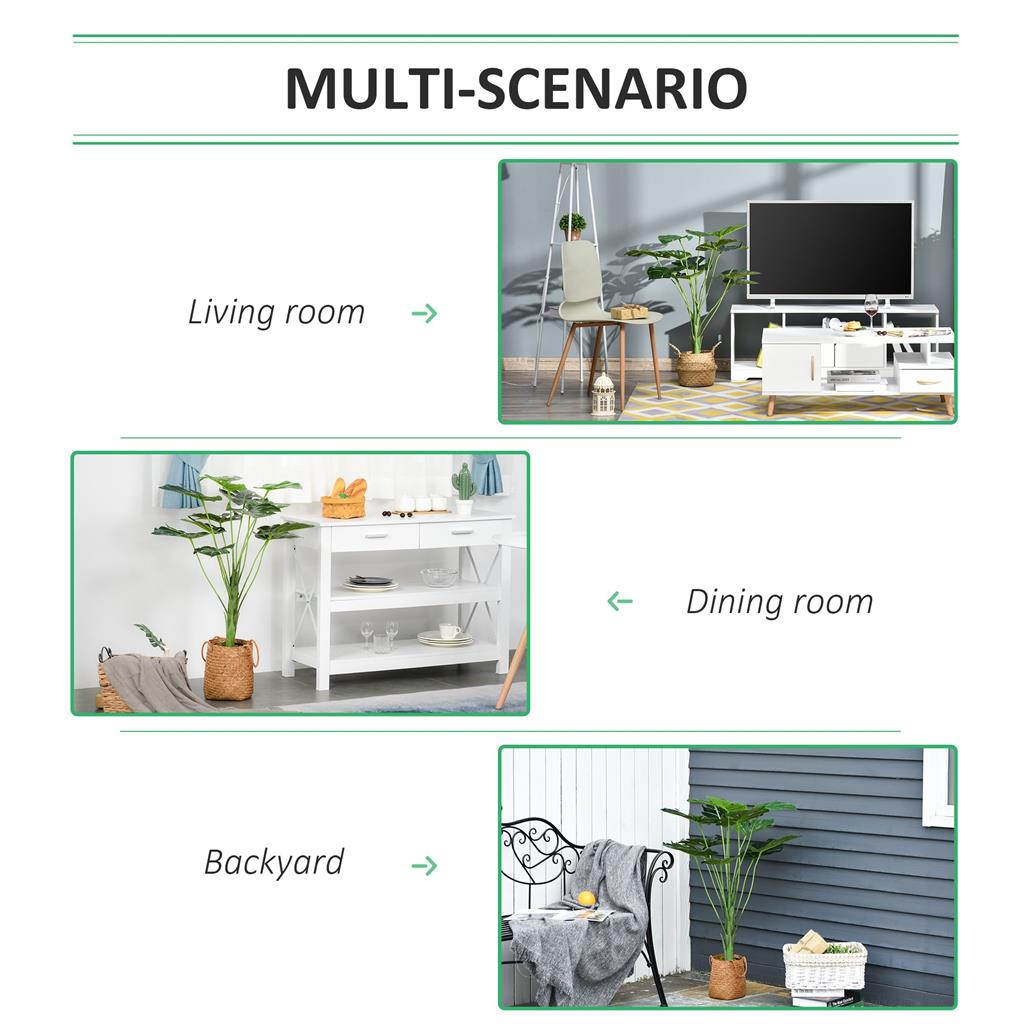 GIANTEX Set di 2 alberi artificiali di cedro da 55 cm, piante finte di cespuglio in vaso con cemento per decorazione interna ed esterna