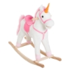 DONDOLO IN LEGNO UNICORNO CAVALCABILE BIANCO E ROSA