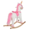 DONDOLO IN LEGNO UNICORNO CAVALCABILE BIANCO E ROSA