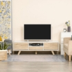 MOBILE PORTA TV CON ANTE E CASSETTO PER TV FINO A 60'' IN MDF BIANCO E LEGNO