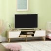 MOBILE PORTA TV FINO 65" CON ARMADIETTI E RIPIANI APERTI BIANCO E LEGNO