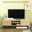 MOBILE PORTA TV FINO 60" IN LEGNO E RATTAN STILE BOHO CON 2 ARMADIETTI