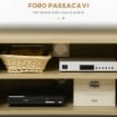 MOBILE PORTA TV FINO 60" IN LEGNO E RATTAN STILE BOHO CON 2 ARMADIETTI