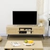 MOBILE PORTA TV FINO 60" IN LEGNO E RATTAN STILE BOHO CON 2 ARMADIETTI