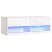 MOBILE TV SOSPESO IN LEGNO CON LUCI LED DI 20 COLORI PER TV 42" BIANCO LUCIDO