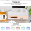 MOBILE TV SOSPESO IN LEGNO CON LUCI LED DI 20 COLORI PER TV 42" BIANCO LUCIDO