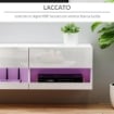 MOBILE TV SOSPESO IN LEGNO CON LUCI LED DI 20 COLORI PER TV 42" BIANCO LUCIDO