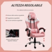 SEDIA DA GAMING ERGONOMICA CON ALTEZZA REGOLABILE E RECLINABILE ROSA